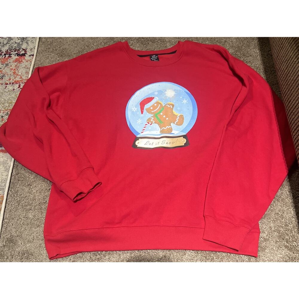 LILDY Gingerbread Christmas Sweatshirt Long Sleeve Red Women’s Xl